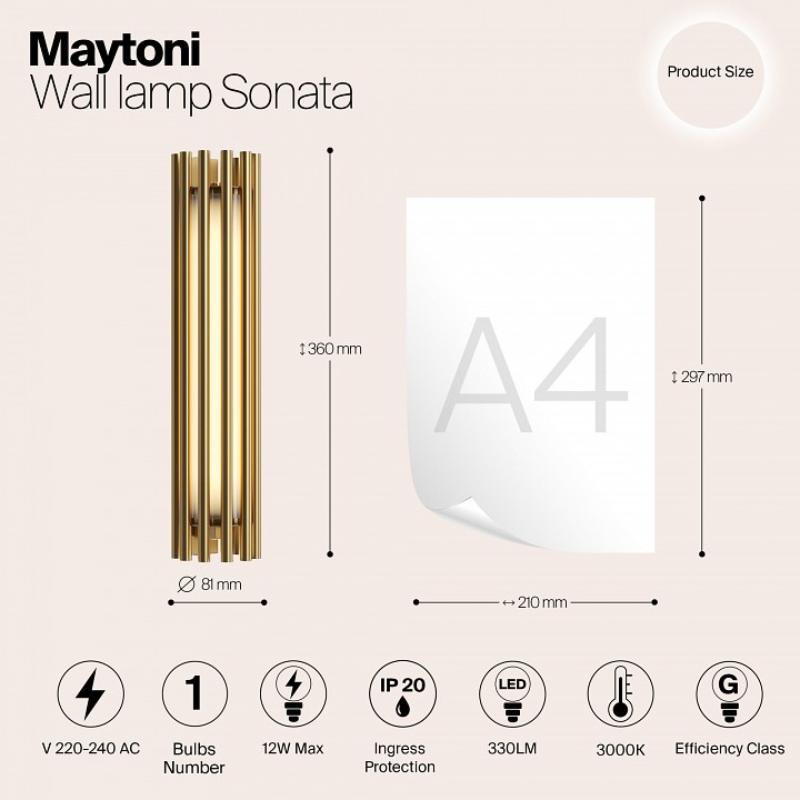 Накладной светильник maytoni sonata mod410wl-l12bs3k