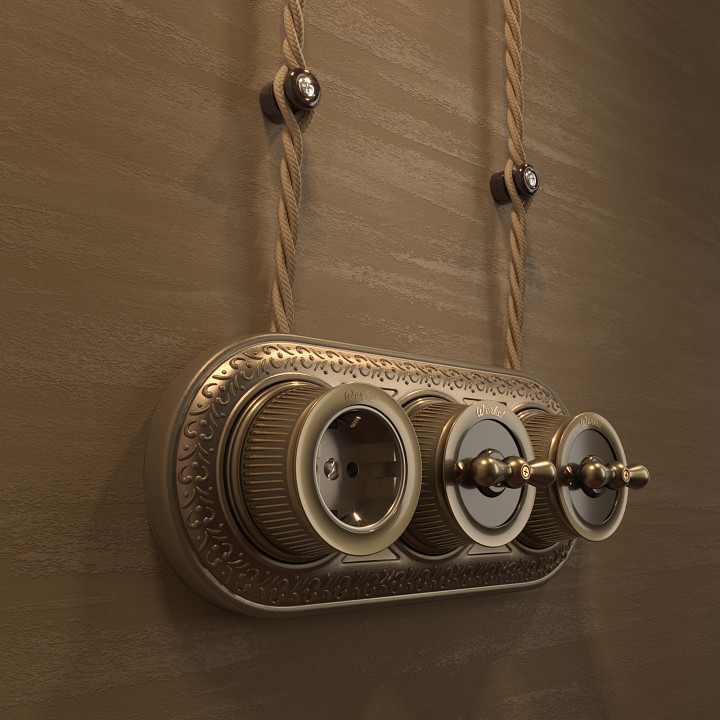 Выключатель одноклавишный без рамки werkel ретро (бронза) w5712012