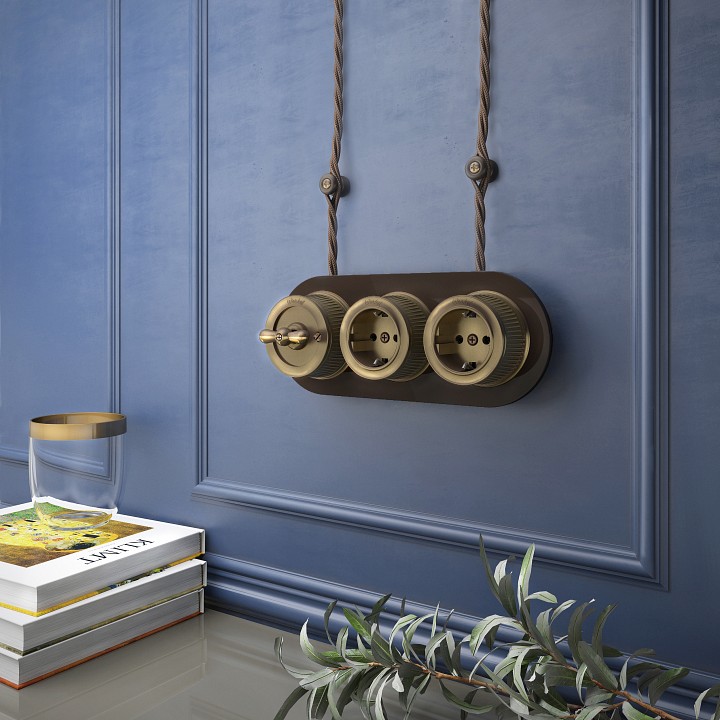 Розетка с заземлением, Без рамки werkel ретро (бронза) w5771012