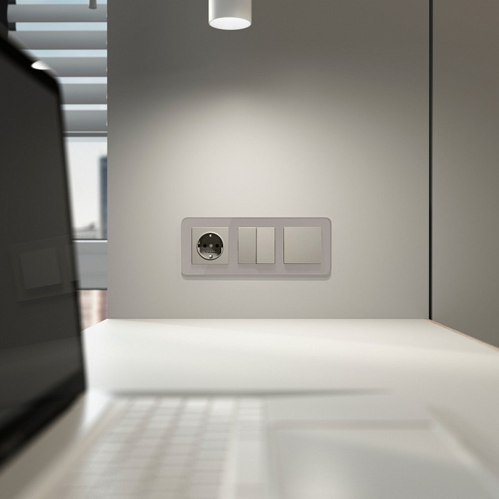 Выключатель проходной одноклавишный без рамки werkel дымчатый w1210004