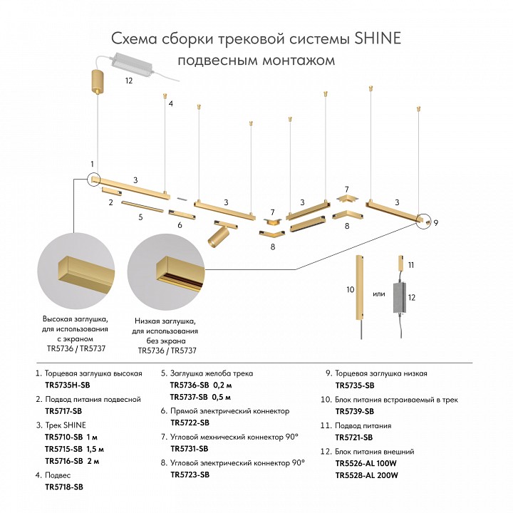 Токопровод центральный denkirs shine base tr5721-sb