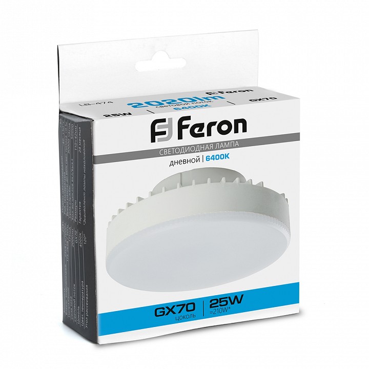 Лампа светодиодная feron lb-474 gx70 25вт 6400k 38270