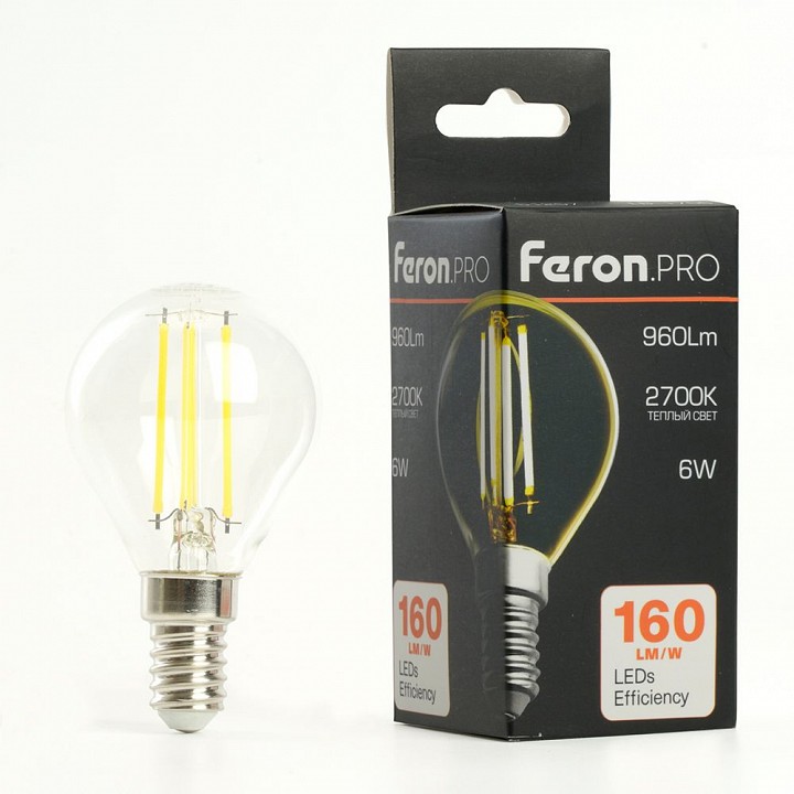 Лампа светодиодная feron lb-1706 e14 6вт 2700k 51256