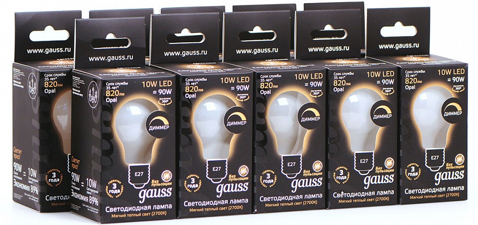 Лампа светодиодная gauss 1022 e27 10вт 2700k 102202110-d
