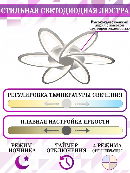 Потолочная люстра natali kovaltseva smart home led lamps 81217