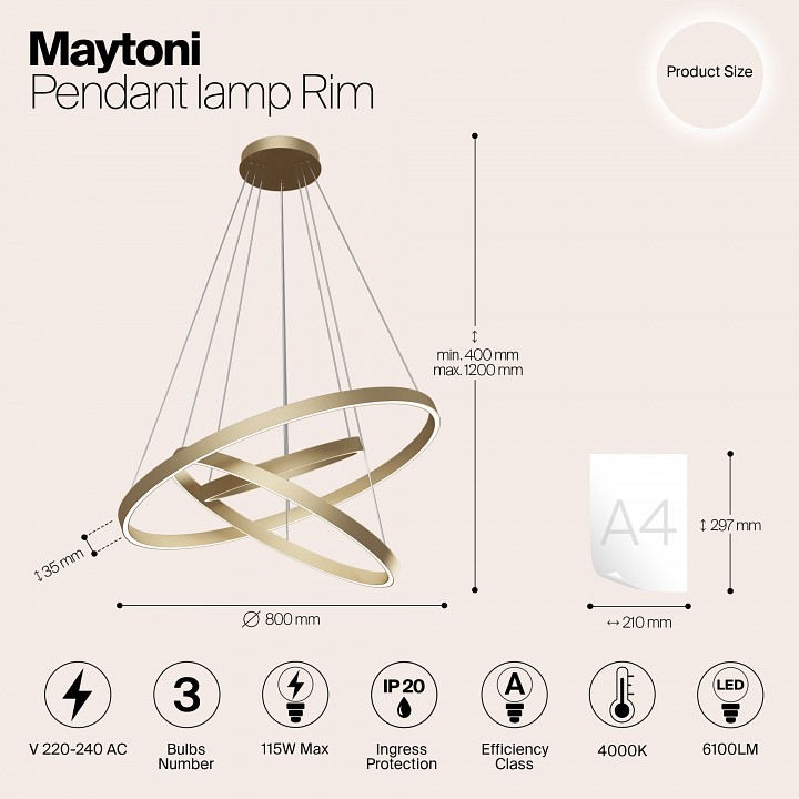 Подвесной светильник maytoni rim mod058pl-l100bs4k