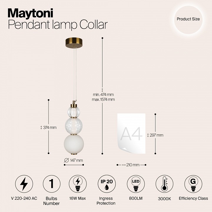 Подвесной светильник maytoni collar p069pl-l16g3k