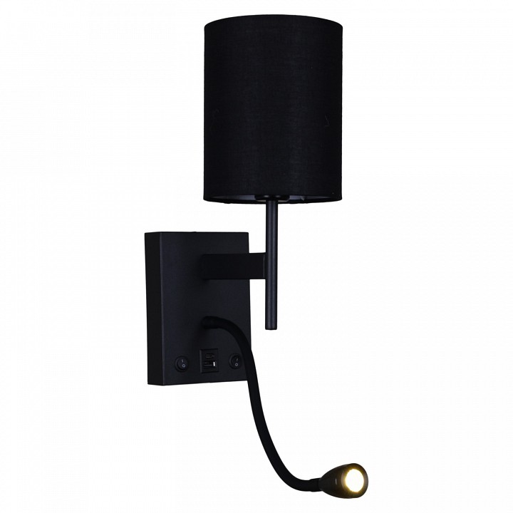 Бра с подсветкой 86210-9.2-001kt led3w+e14 bk