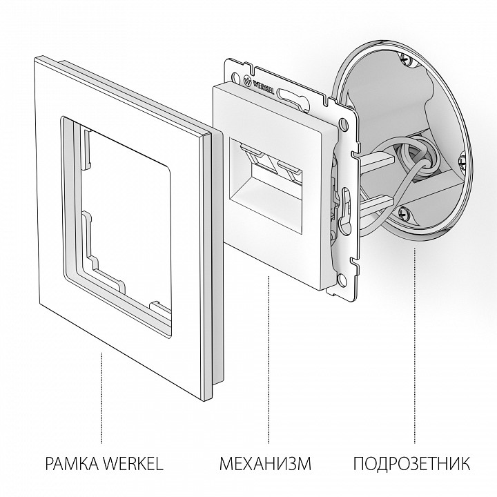 Розетка ethernet rj-45 без рамки werkel слоновая кость w1181103