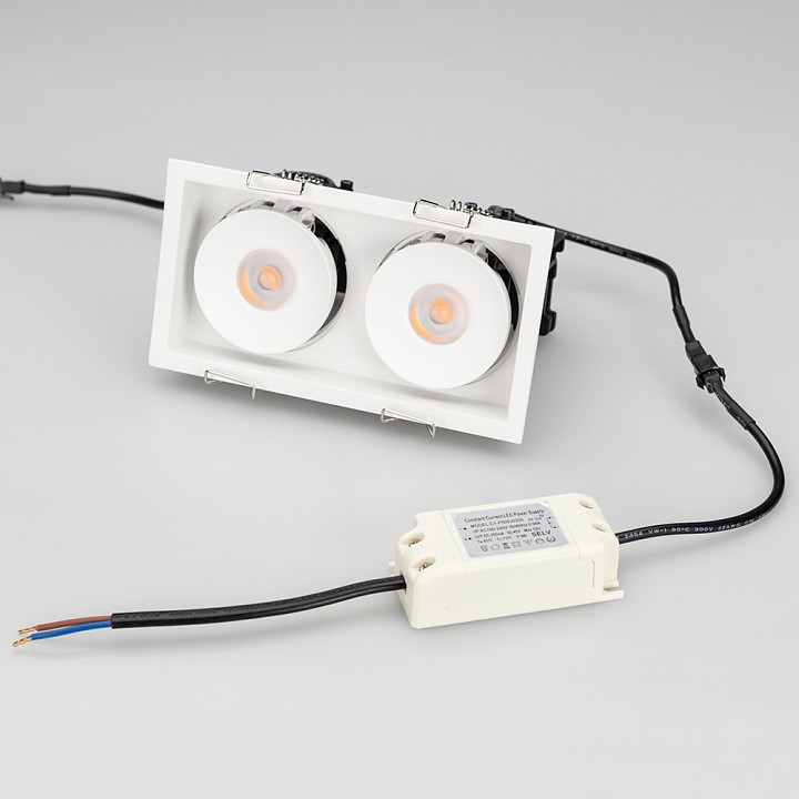 Встраиваемый светильник arlight cl-simple-s148x80-2x9w day4000 (wh, 45 deg) 028150