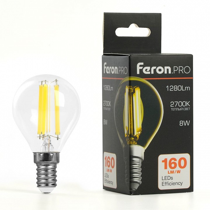 Лампа светодиодная feron lb-1708 e14 8вт 2700k 51259