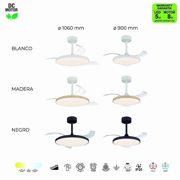 Светильник с вентилятором mantra slim fan 9008