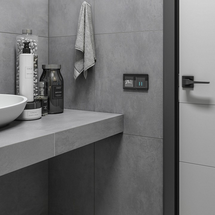 Выключатель двухклавишный с подсветкой без рамки werkel черный w4520008