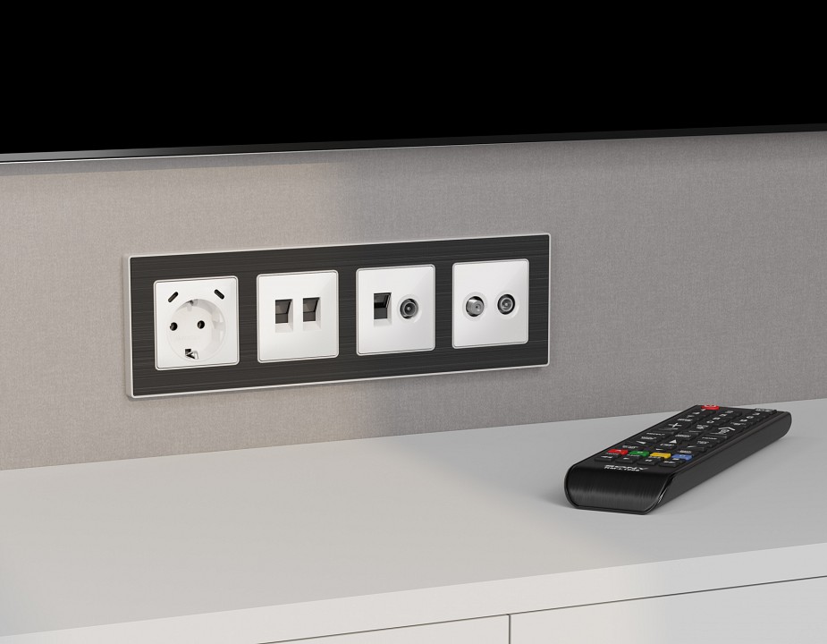 Розетка с заземлением и 2хusb type c, Без рамки ambrella volt ma ma130510