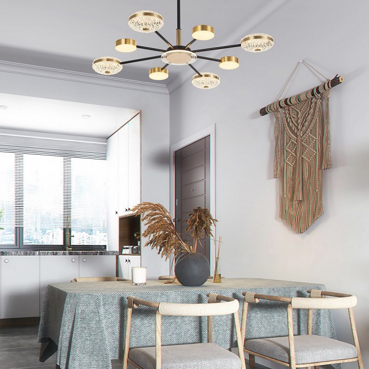 Люстра на штанге arte milano ferrara-72069 272069/8 bk/gd