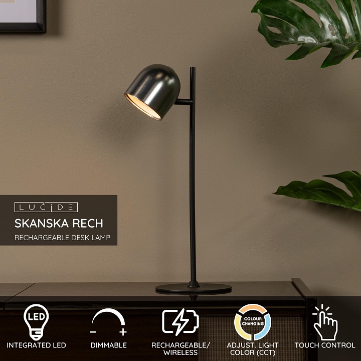Настольная лампа декоративная lucide skanska rech 3649/03/15