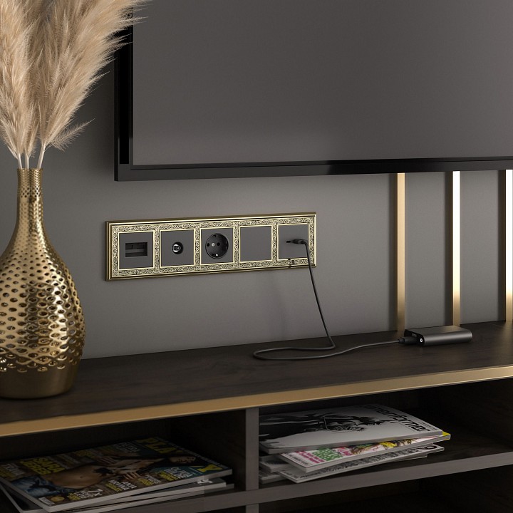 Тв-розетка проходная без рамки werkel черные матовый w1184008