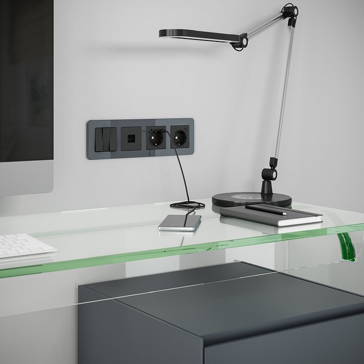 Рамка на 4 поста werkel elite (графит, Стекло) w0042440