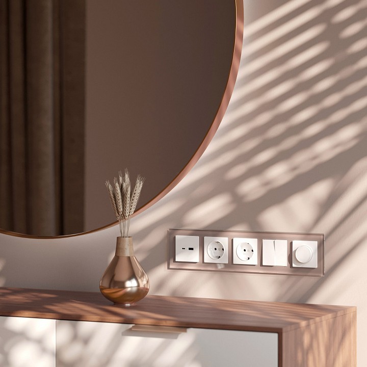 Рамка на 5 постов werkel favorit (латте, Стекло) w0051142