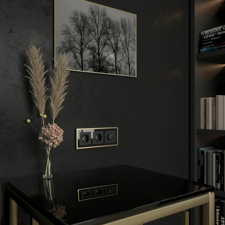 Рамка на 3 поста werkel baguette (черный/латунь) w0032852