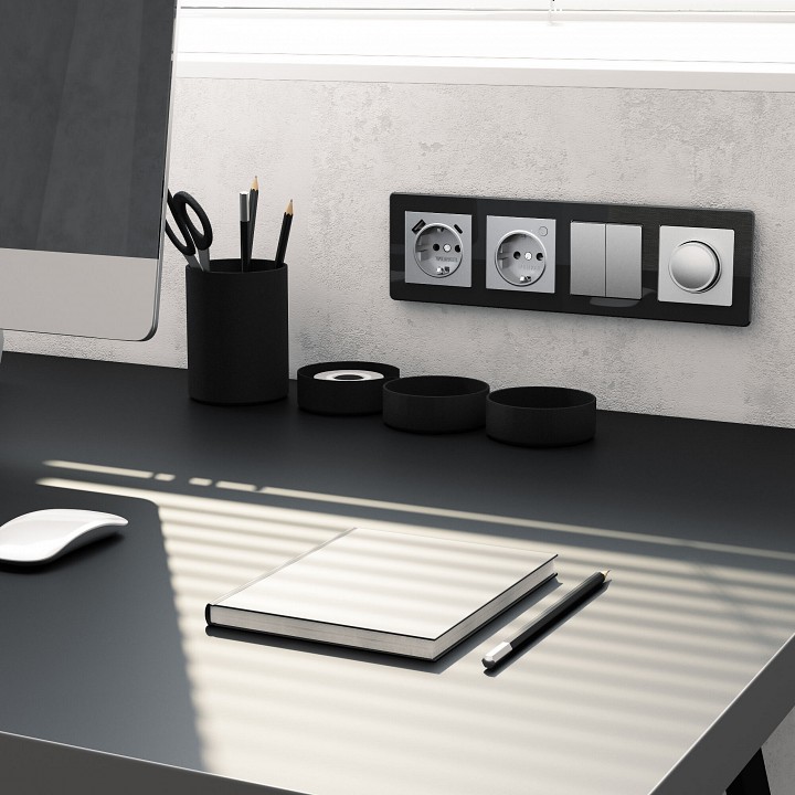 Рамка на 4 поста werkel acrylic (черный) w0042708