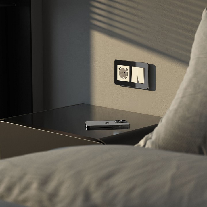 Рамка на 2 поста werkel elite (черный, Стекло) w0022448