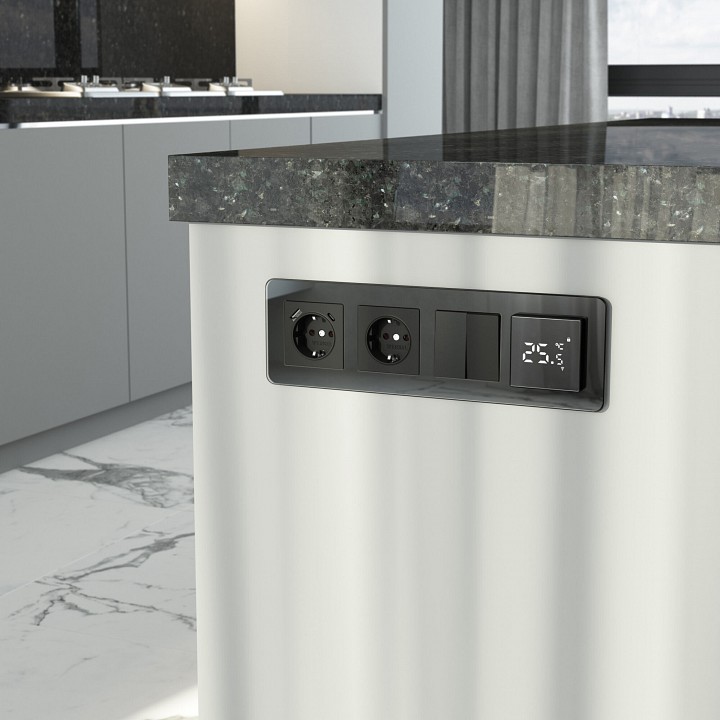 Рамка на 4 поста werkel elite (черный, Стекло) w0042448