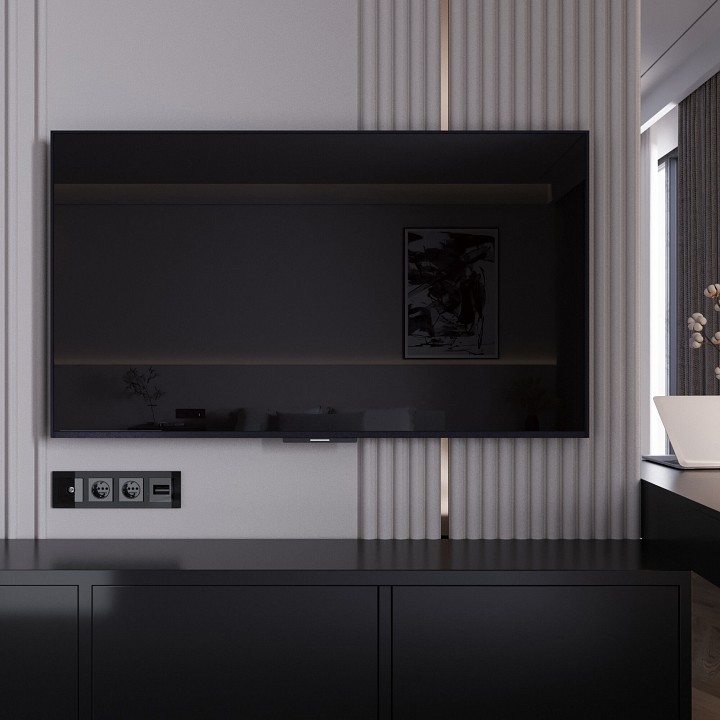 Тв-розетка без рамки werkel черный акрил w1183048