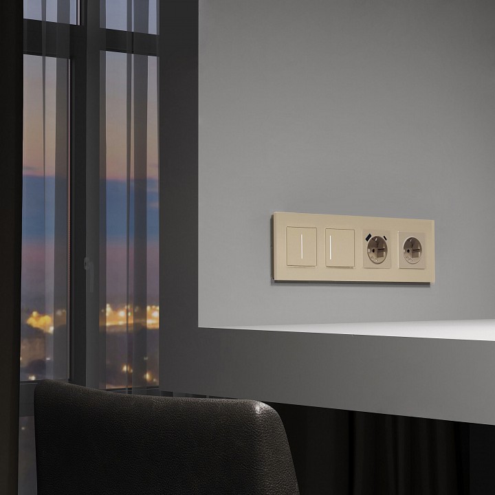 Рамка на 4 поста werkel senso (шампань, Стекло soft-touch) w0043111