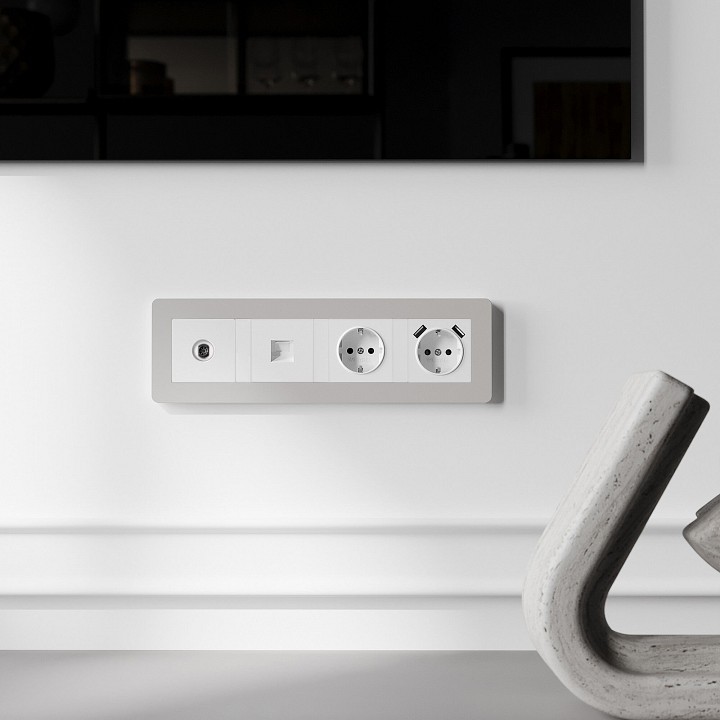 Рамка на 4 поста werkel split (дымчатый/белый, Soft-touch) w0043067