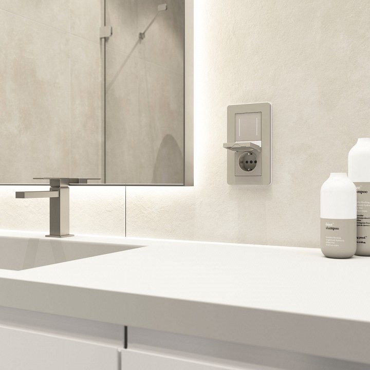 Выключатель двухклавишный с подсветкой без рамки werkel дымчатый w4523641