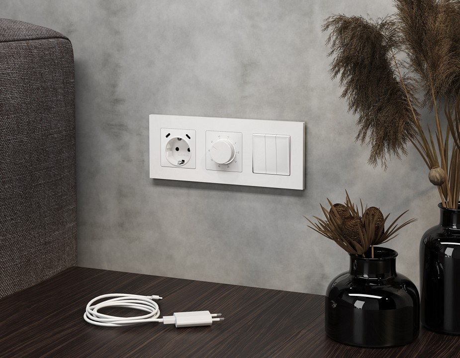 Розетка с заземлением и 2хusb type c, Без рамки ambrella volt ma ma130510