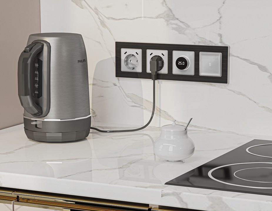 Розетка с заземлением и 2хusb type c, Без рамки ambrella volt alfa ma410510