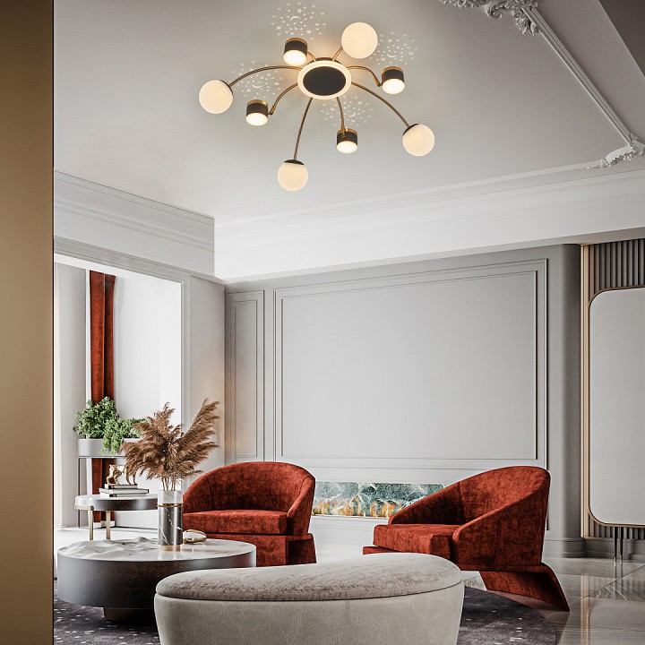 Потолочная люстра arte milano ferrara-71040 271040/8 bk/gd