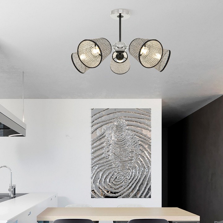 Люстра на штанге arte milano napoli-320007 320007/5 cr.bk