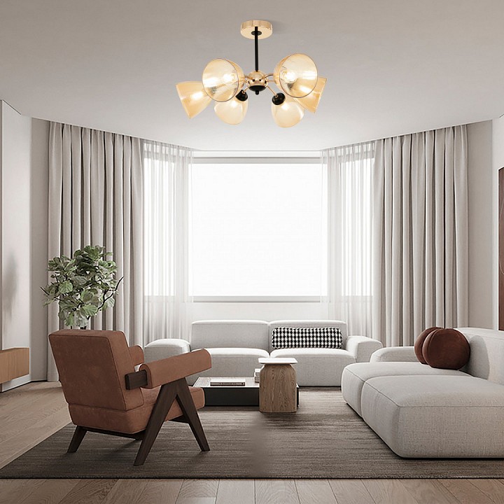 Люстра на штанге arte milano napoli-329007 329007/3+3 gd.bk