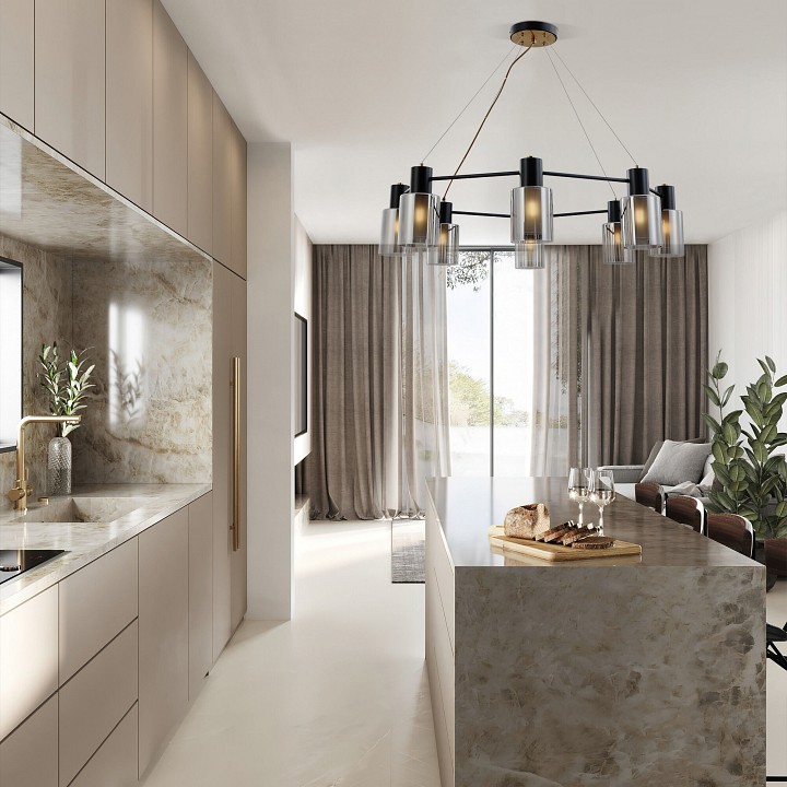 Подвесная люстра eurosvet notion 70219/8 черный/античная бронза