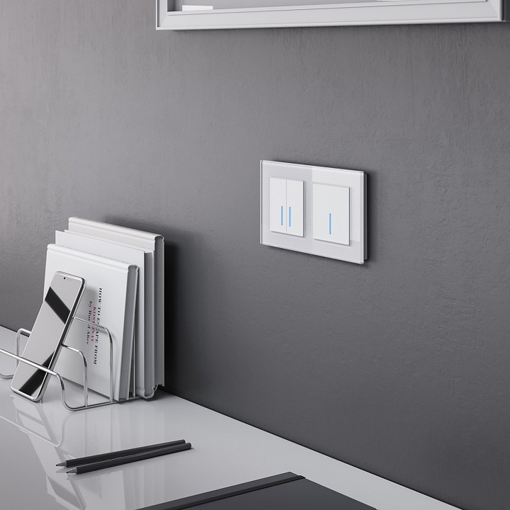 Выключатель сенсорый двухклавишный с подсветкой и функцией wi-fi, Без рамки werkel белый w4520601