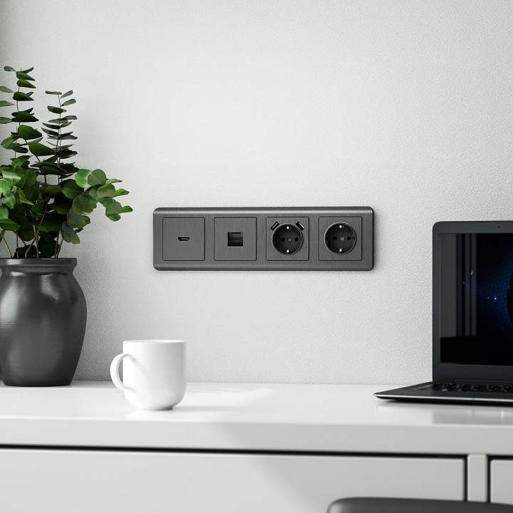 Накладка для розетки hdmi werkel графит рифленый w1196004