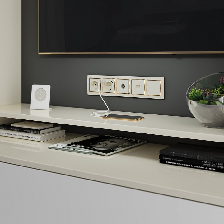 Розетка телефонная rj-11 без рамки werkel слоновая кость w1182003