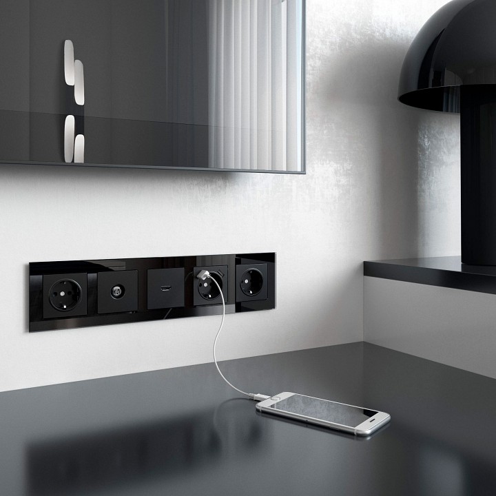 Тв-розетка проходная без рамки werkel черные матовый w1184008