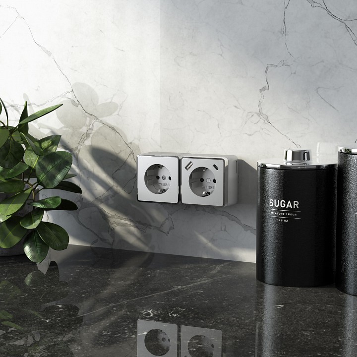 Розетка с заземлением и со шторками и usb werkel gallant (серебряный) w5071706