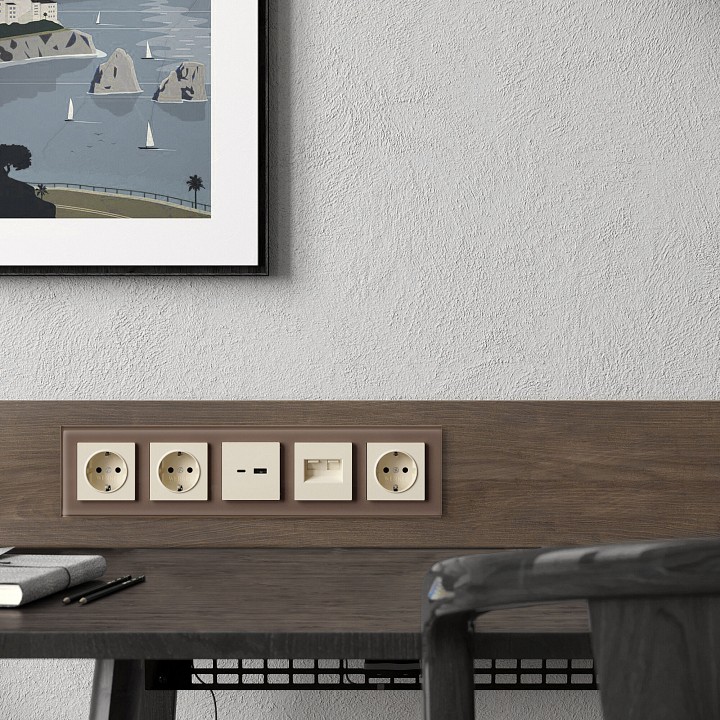 Рамка на 5 постов werkel favorit (латте, Стекло) w0051142