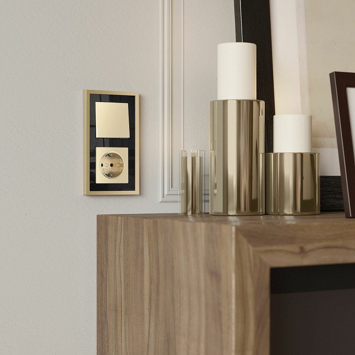 Рамка на 2 поста werkel baguette (черный/латунь) w0022852