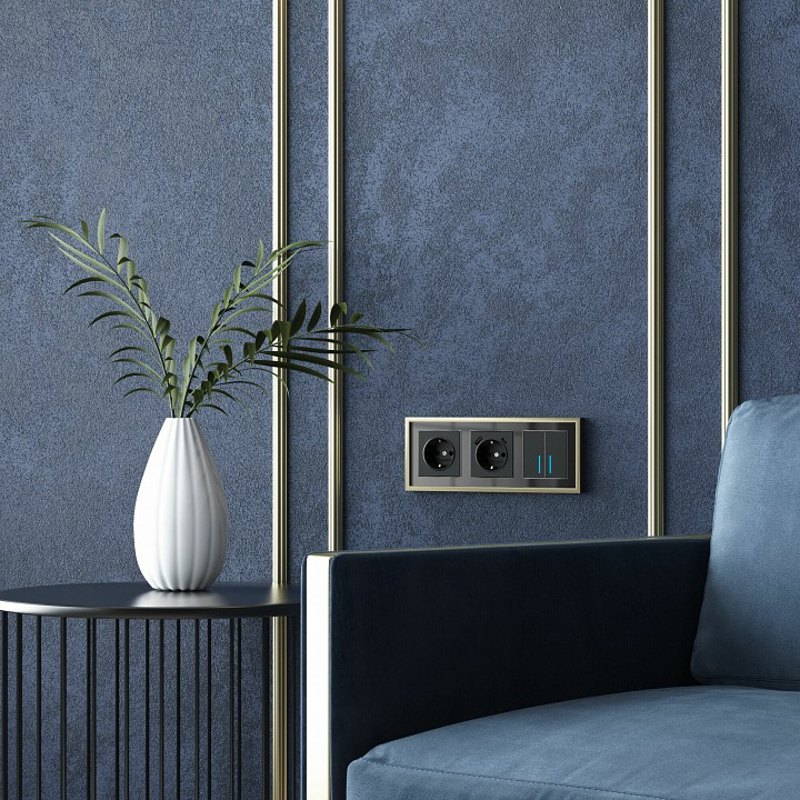 Рамка на 3 поста werkel baguette (черный/латунь) w0032852