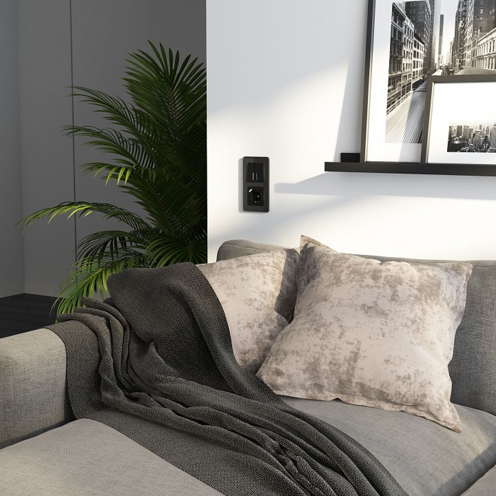 Рамка на 2 поста werkel elite (черный, Стекло) w0022448