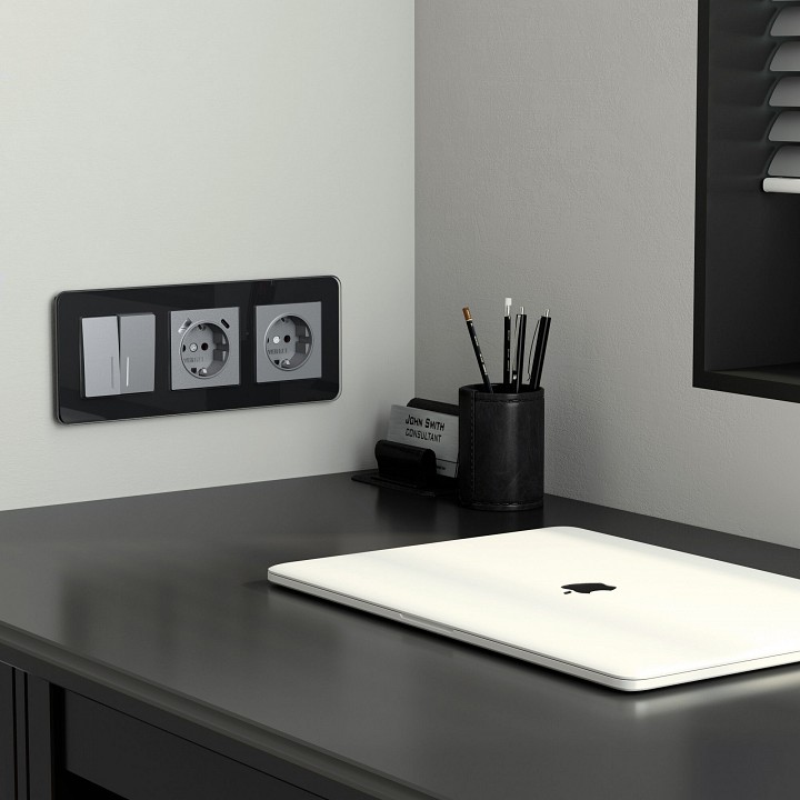 Рамка на 3 поста werkel elite (черный, Стекло) w0032448