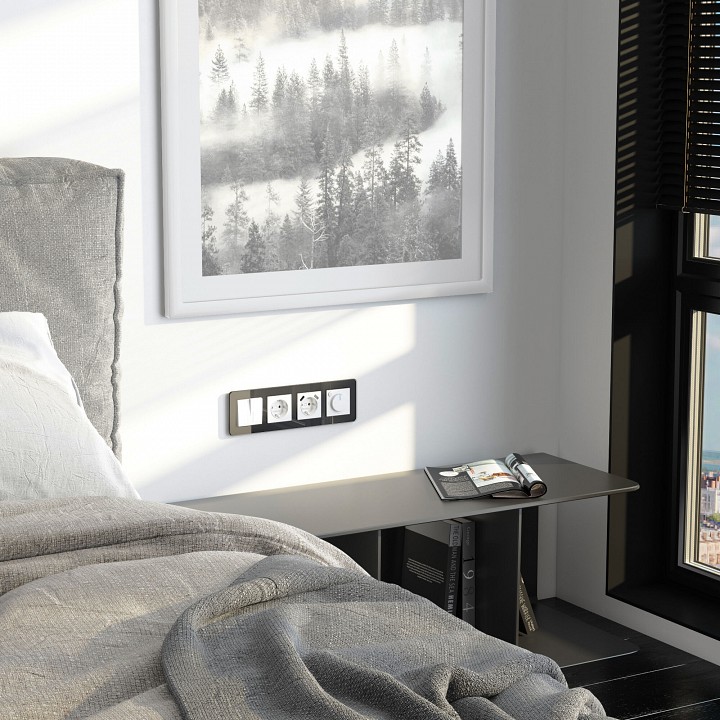 Рамка на 4 поста werkel elite (черный, Стекло) w0042448