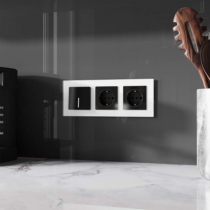 Розетка с заземлением, Без рамки werkel черный акрил w1171048