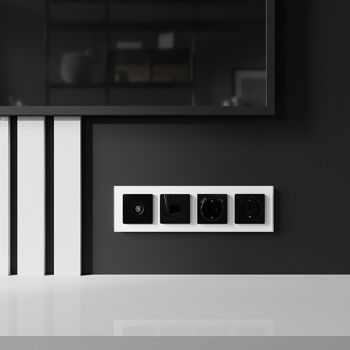 Тв-розетка без рамки werkel черный акрил w1183048